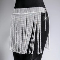 a white belt with fringes on it